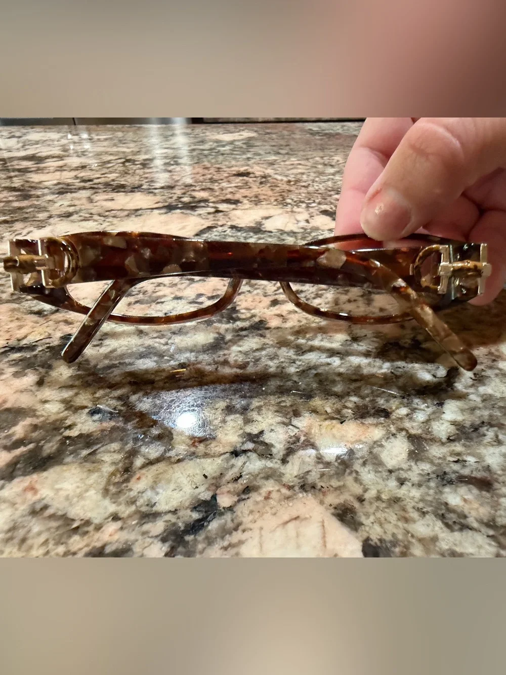 Gucci Tortoiseshell Square Small Frame Bamboo accent Glasses-NO LENSES